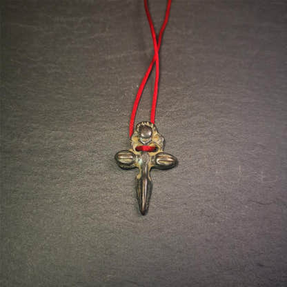 Cross vajra Phurba - 1.57" - Tibetan Buddhist vajra, detailed view