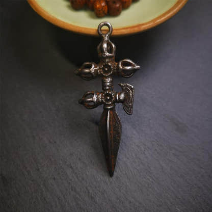 Cross Vajra and Kartika Phurba -2.36" - Tibetan Buddhist vajra, view 6