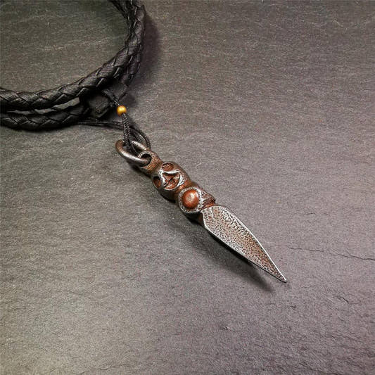 Skull Phurba - 2.16" - Tibetan Buddhist art, front view