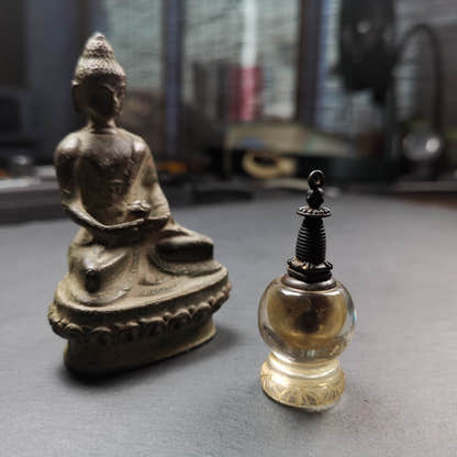 Buddhist Amulet,Crystal Stupa Pendant,Pagoda,Buddhist Tower,Gau Shrine - Tibetan Buddhist amulet, view 11
