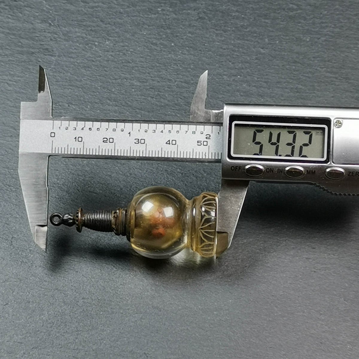 Buddhist Amulet,Crystal Stupa Pendant,Pagoda,Buddhist Tower,Gau Shrine - Tibetan Buddhist amulet, size reference