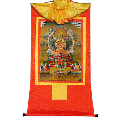 Je Tsongkhapa,Losang Drakpa,Je Rinpoche - Tibetan thangka painting, size reference