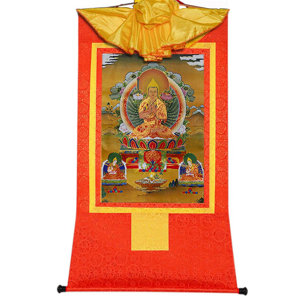 Je Tsongkhapa,Losang Drakpa,Je Rinpoche - Tibetan thangka painting, size reference