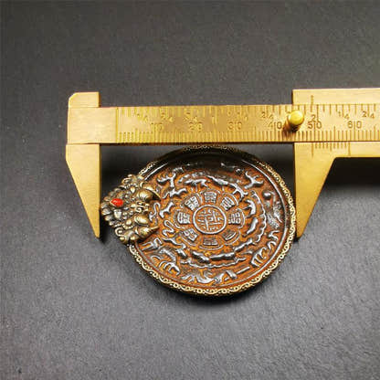 Kirtimukha Melong 1.77" - Tibetan Buddhist art, size reference