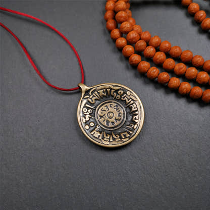 Chenrezig Om Melong Amulet 1.58" - Tibetan Buddhist amulet, front view