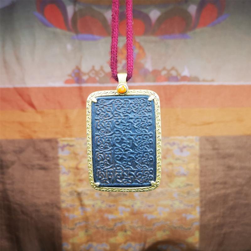 Black Om Melong 2.52" - Tibetan Buddhist art, view 9