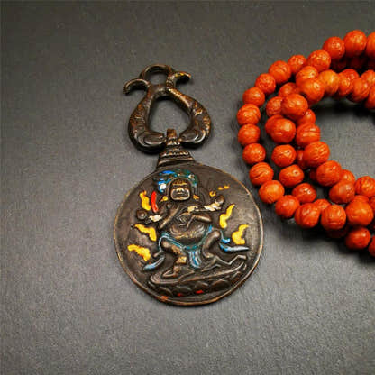 Panjaramahakala Melong 1.89" - Tibetan Buddhist art, front view