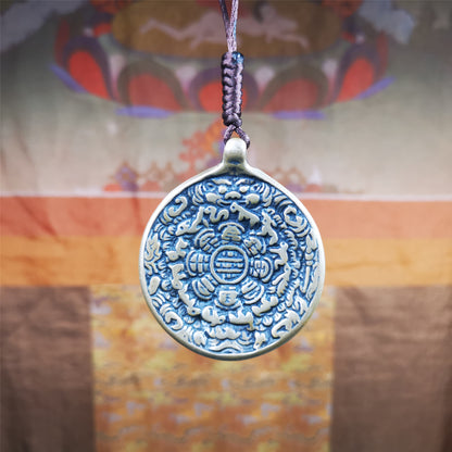 This sipaho badge was made by Tibetan craftsmen and come from Hepo Town, Baiyu County, the birthplace of the famous Tibetan handicrafts. It is round shape,made of brass,1.88".The pattern is Tibetan Budhist Protective Symbol - SIPAHO(srid pa ho).