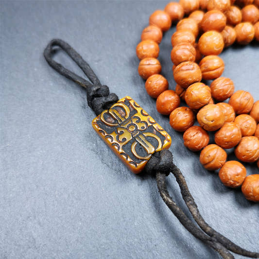 Bone Carved Vajra 0.83" - Tibetan Buddhist vajra, front view