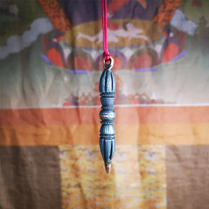 These beautiful vajra were handmade by Tibetan craftsmen from Tibet in 1990's,from Hepo Town, Baiyu County, the birthplace of the famous Tibetan handicrafts. It is nine-pronged vajra,made of cold iron,3.5 inches length.