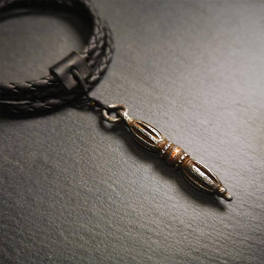 Nine-pronged Vajra Pendant 1.97" - Tibetan Buddhist vajra, front view