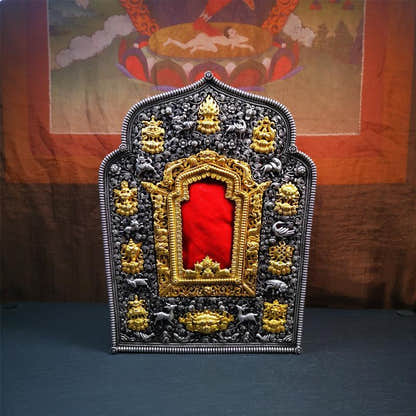 Big Gau Shrine 9" - Tibetan Buddhist art, front view