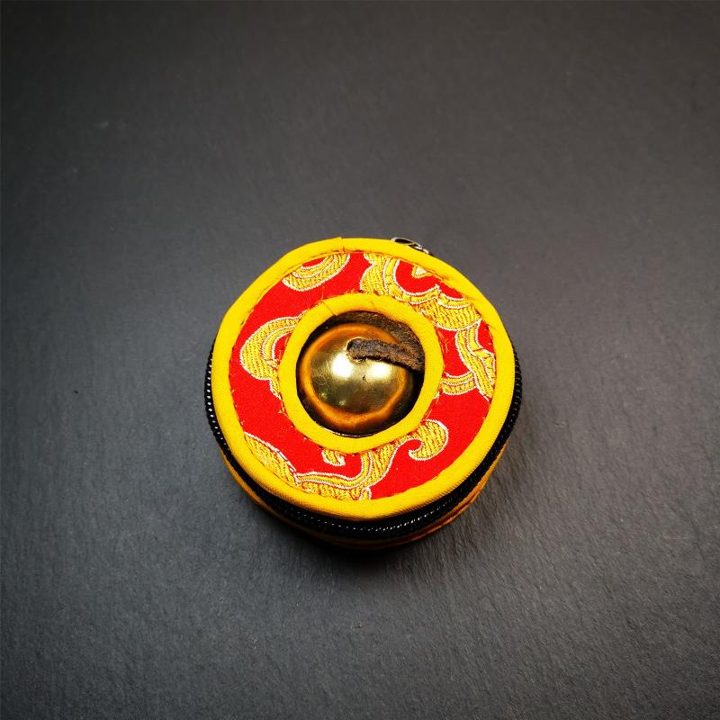 Brass Tingsha Set - Shiny Color - 2.6" - Tibetan Buddhist art, view 5