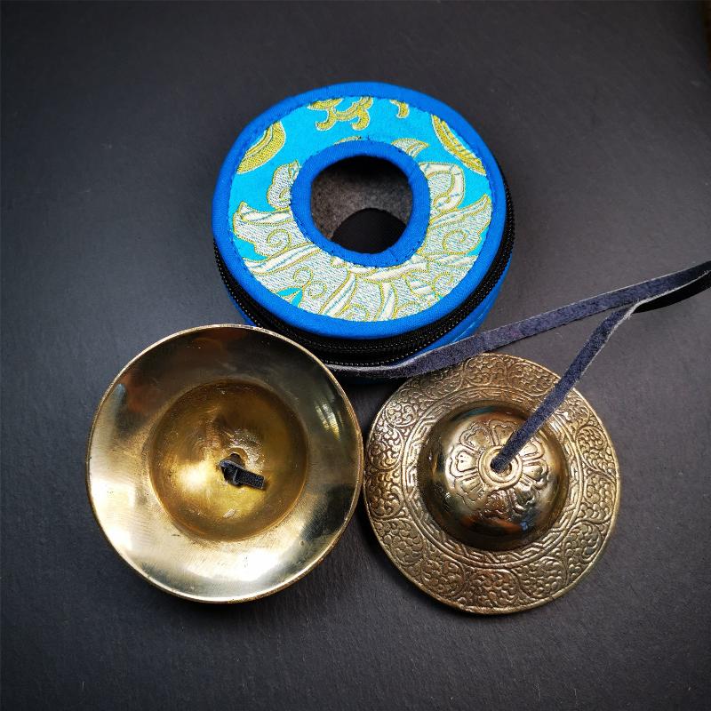 Bronze Tingsha Set - Cloud Pattern - 3.5" - Tibetan Buddhist art, view 4