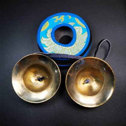 Bronze Tingsha Set - Cloud Pattern - 3.5" - Tibetan Buddhist art, view 6