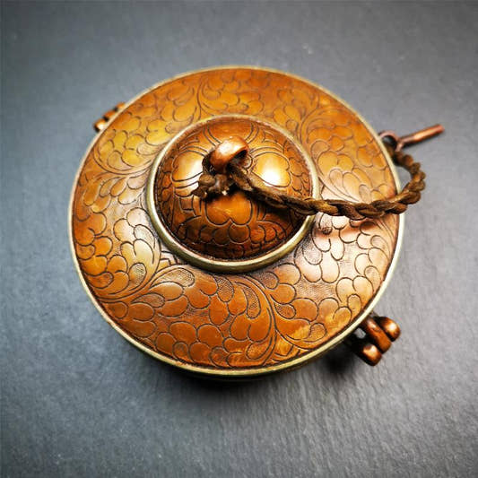 Tingsha Case - 3.35" -4.13" - Mandala Pattern - Tibetan Buddhist art, front view