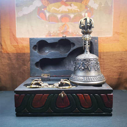 Vintage Vajra and Bell Set - Tibetan Buddhist vajra, view 4