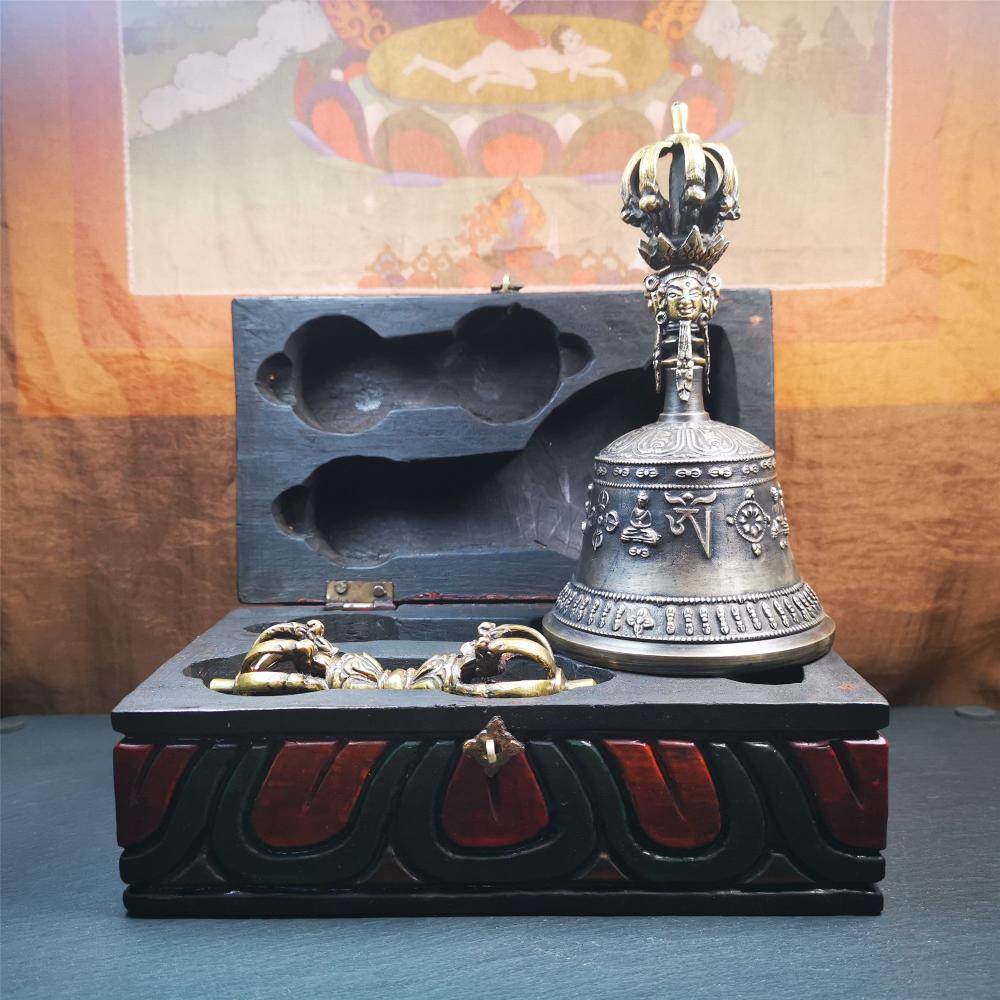 Vintage Vajra and Bell Set - Tibetan Buddhist vajra, view 4