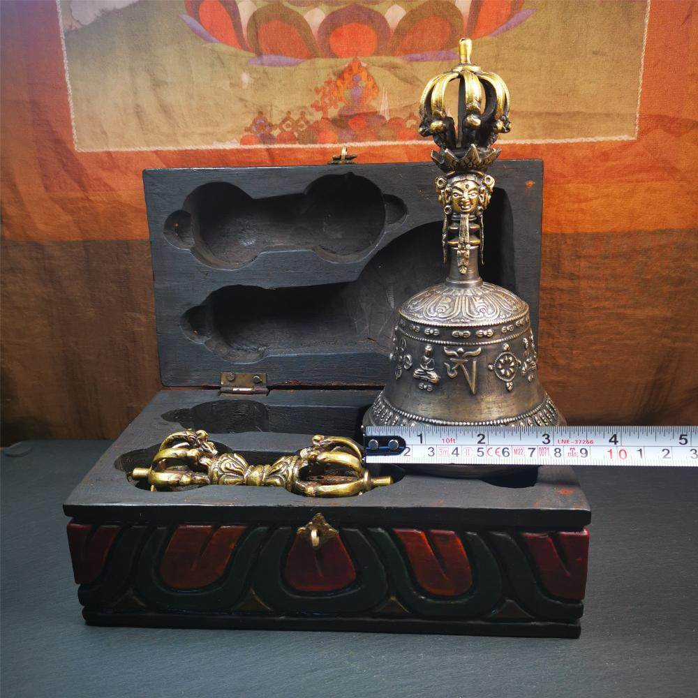 Vintage Vajra and Bell Set - Tibetan Buddhist vajra, view 8