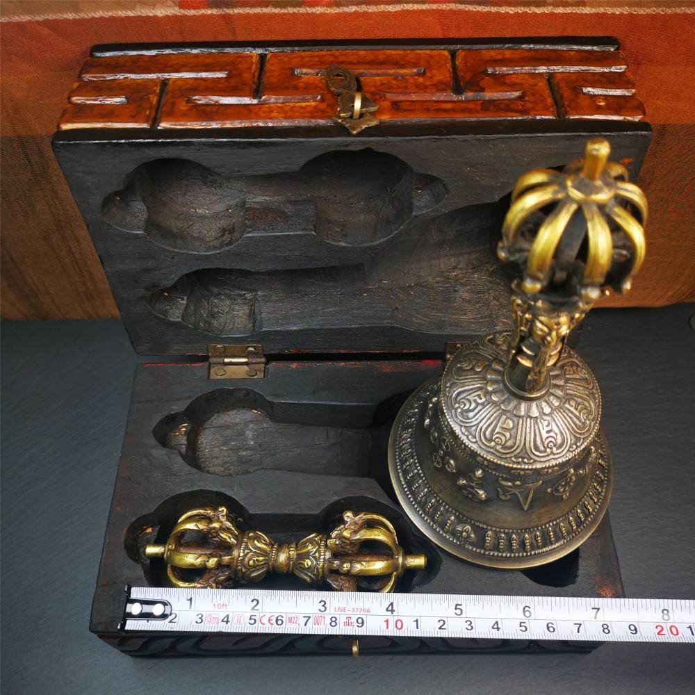 Vintage Vajra and Bell Set - Tibetan Buddhist vajra, view 9