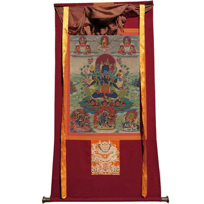 Guhyasamaja in Yab Yum - Tibetan thangka painting, view 7