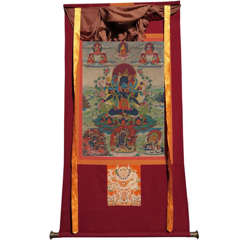 Guhyasamaja in Yab Yum - Tibetan thangka painting, view 7