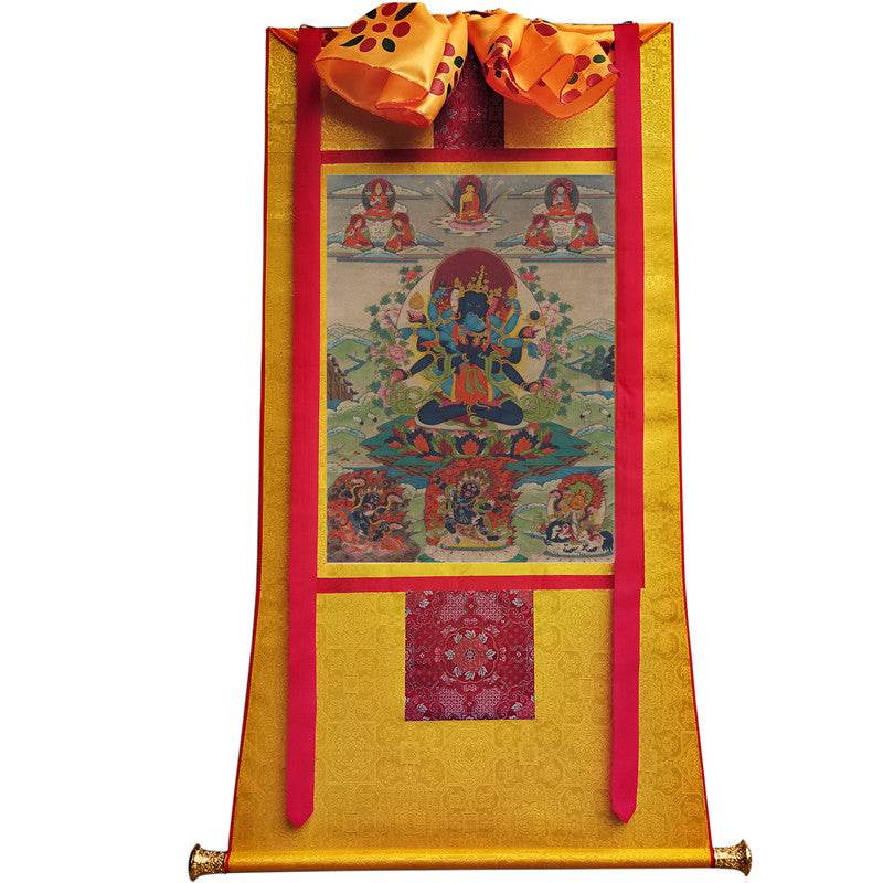 Guhyasamaja in Yab Yum - Tibetan thangka painting, view 6