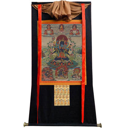 Guhyasamaja in Yab Yum - Tibetan thangka painting, view 8