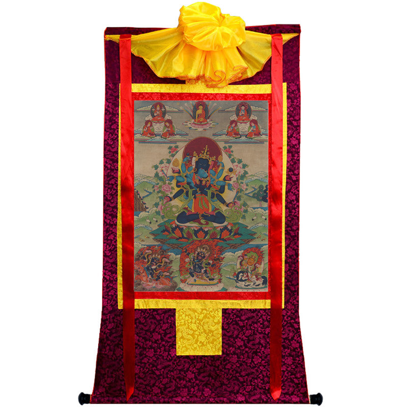 Guhyasamaja Thangka - Giclee Printed and Hand Framed Tibetan Art - 120cm height - gandhanra tibetan thangka art