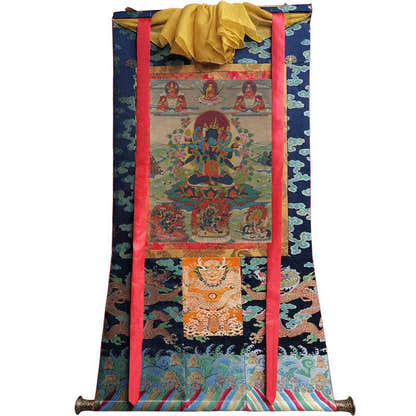 Guhyasamaja in Yab Yum - Tibetan thangka painting, size reference
