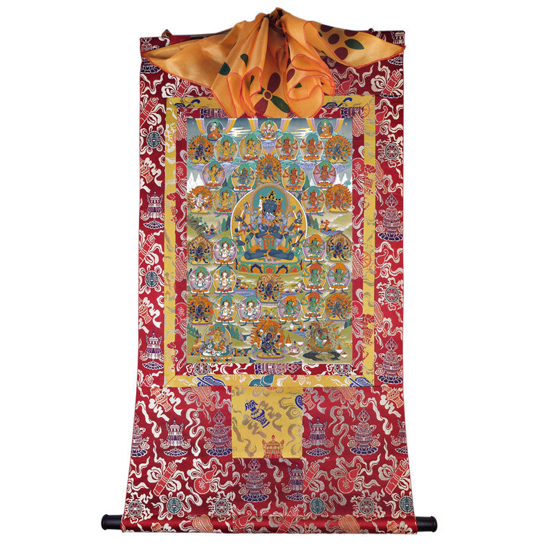 Guhyasamaja Thangka - Giclee Printed and Hand Framed Tibetan Art - 120cm height - gandhanra tibetan thangka art