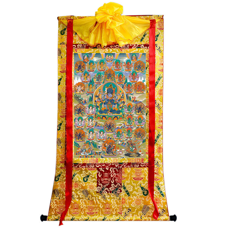 Guhyasamaja Thangka - Giclee Printed and Hand Framed Tibetan Art - 120cm height - gandhanra tibetan thangka art