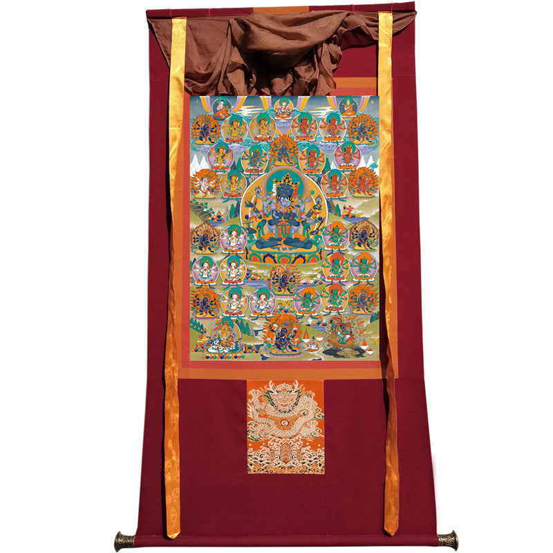 Guhyasamaja Thangka - Giclee Printed and Hand Framed Tibetan Art - 120cm height - gandhanra tibetan thangka art