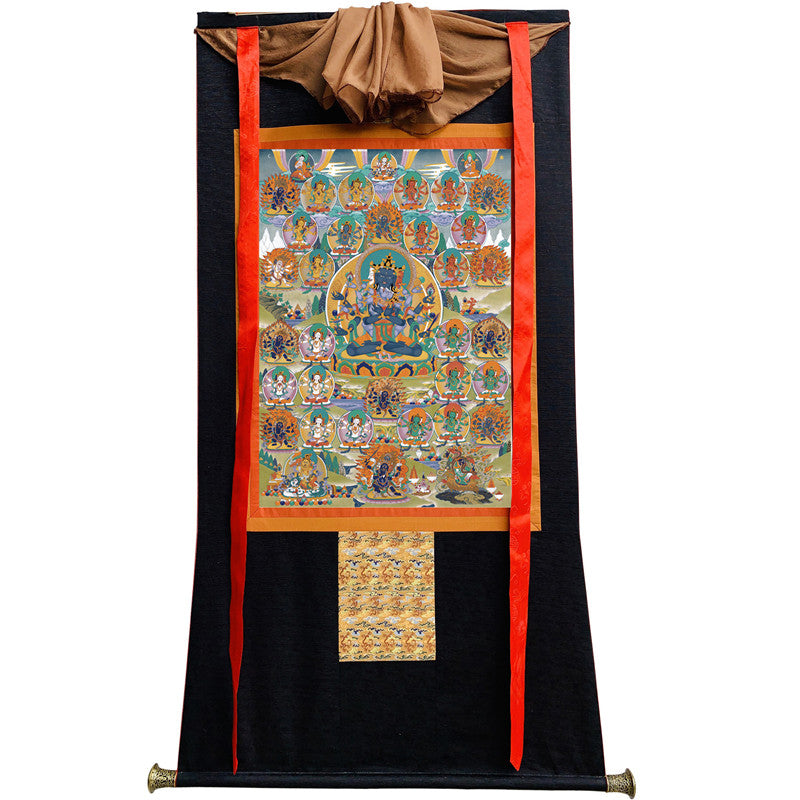 Guhyasamaja Thangka - Giclee Printed and Hand Framed Tibetan Art - 120cm height - gandhanra tibetan thangka art