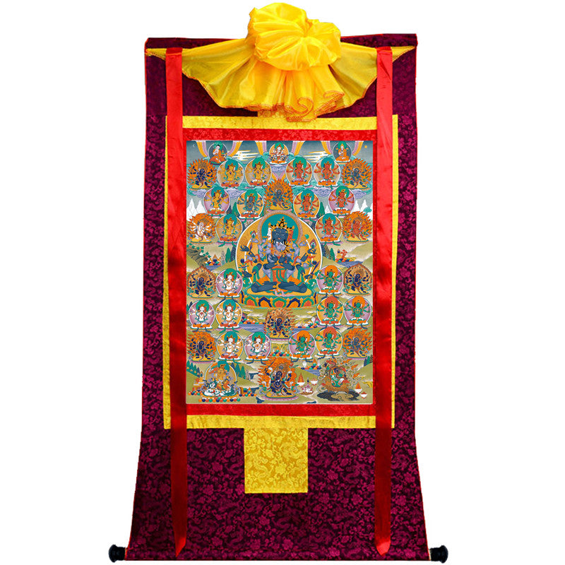 Guhyasamaja Thangka - Giclee Printed and Hand Framed Tibetan Art - 120cm height - gandhanra tibetan thangka art