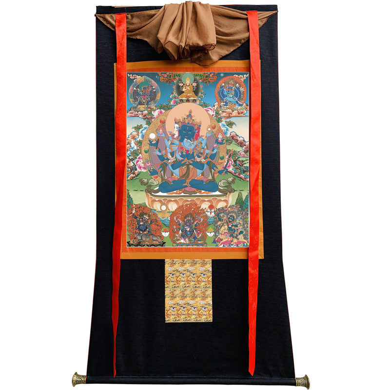 Guhyasamaja Thangka - Giclee Printed and Hand Framed Tibetan Art - 120cm height - gandhanra tibetan thangka art