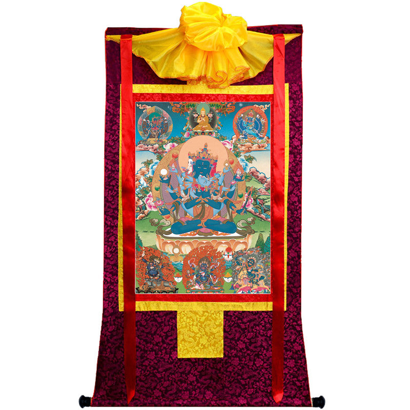 Guhyasamaja Thangka - Giclee Printed and Hand Framed Tibetan Art - 120cm height - gandhanra tibetan thangka art