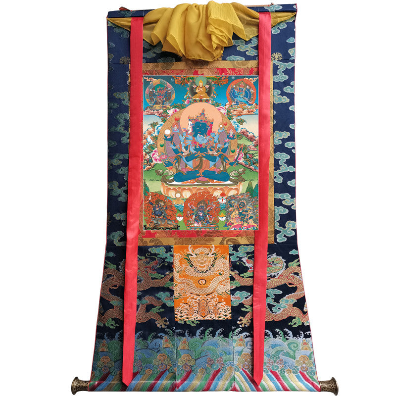 Guhyasamaja Thangka - Giclee Printed and Hand Framed Tibetan Art - 120cm height - gandhanra tibetan thangka art