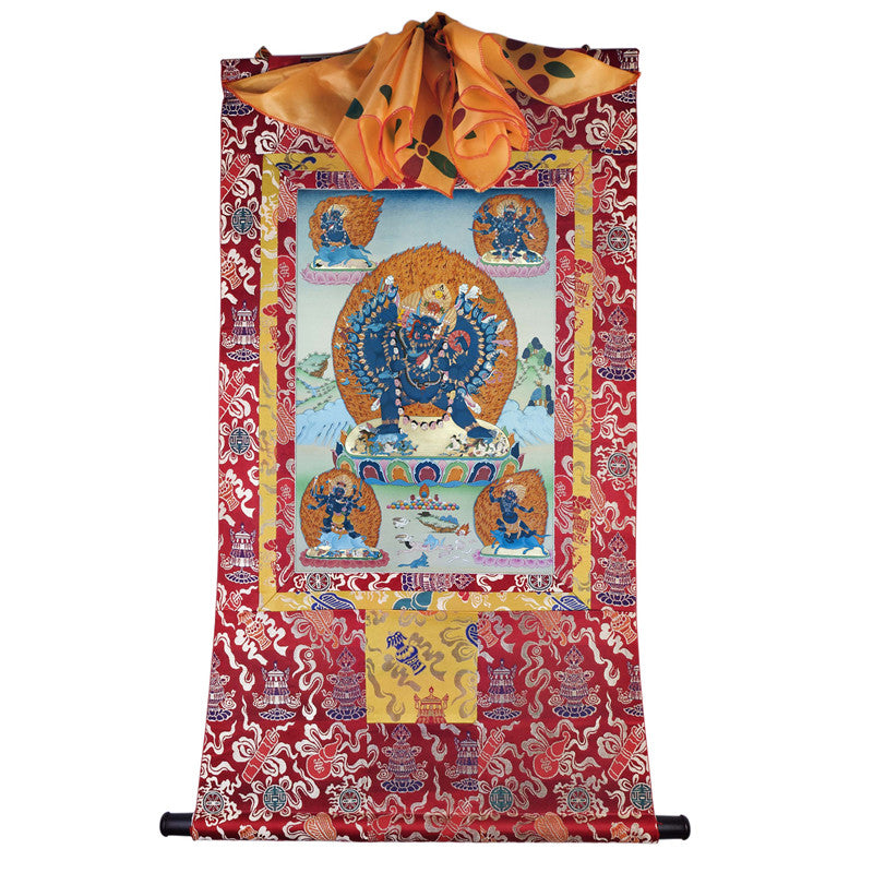 Yamantaka Thangka - Giclee Printed and Hand Framed Tibetan Art - 120cm height - gandhanra tibetan thangka art