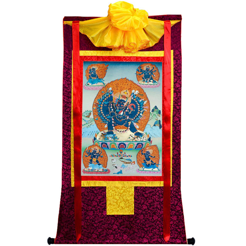 Yamantaka Thangka - Giclee Printed and Hand Framed Tibetan Art - 120cm height - gandhanra tibetan thangka art