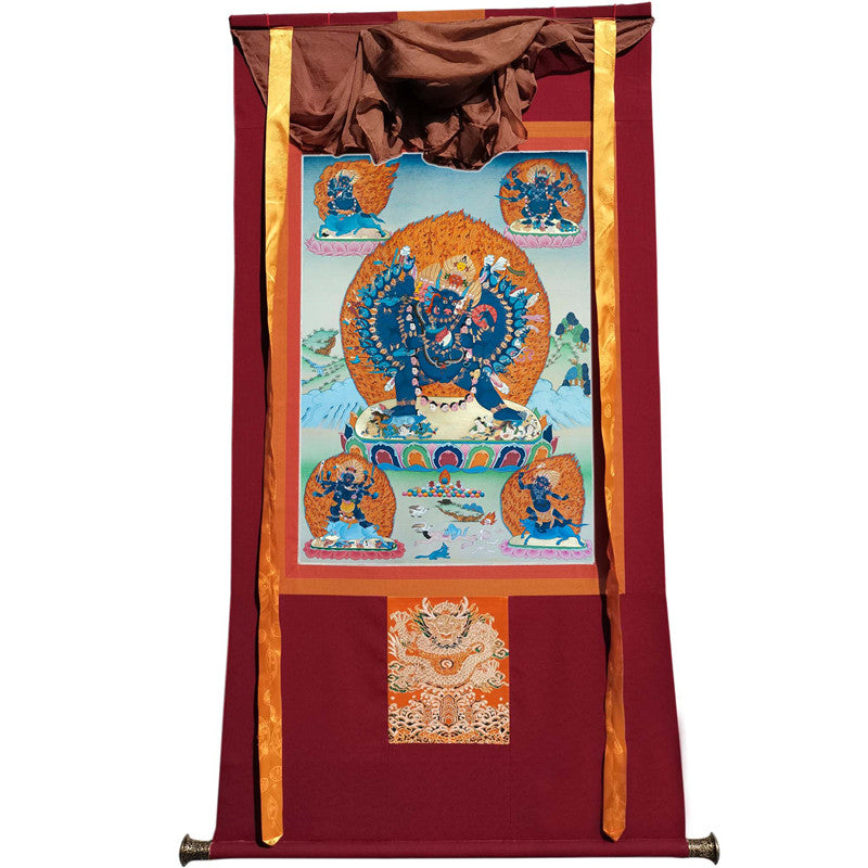 Yamantaka Thangka - Giclee Printed and Hand Framed Tibetan Art - 120cm height - gandhanra tibetan thangka art