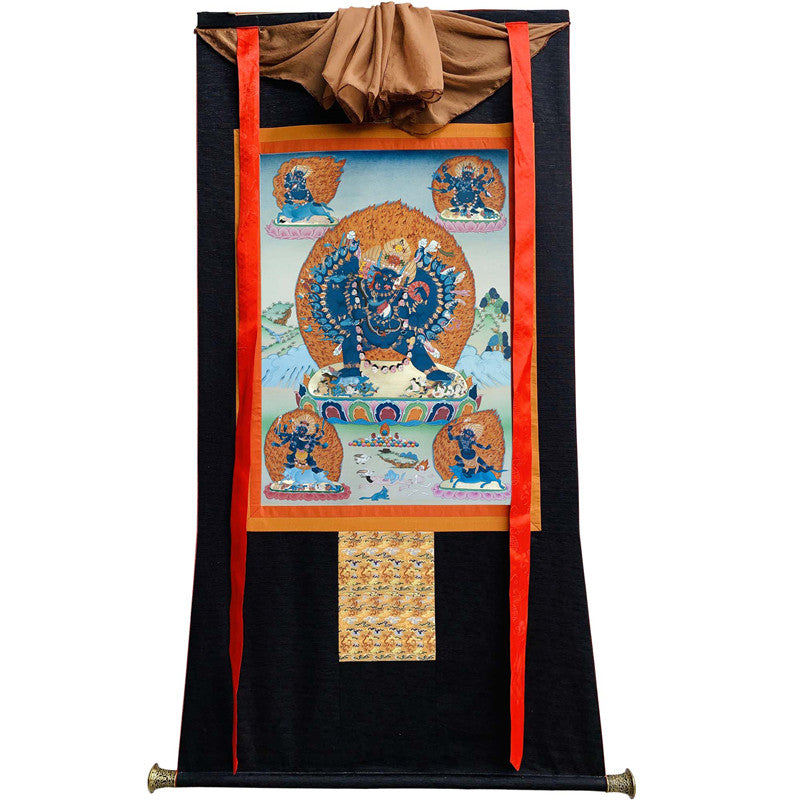 Yamantaka Thangka - Giclee Printed and Hand Framed Tibetan Art - 120cm height - gandhanra tibetan thangka art