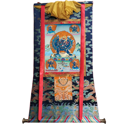 Yamantaka Thangka - Giclee Printed and Hand Framed Tibetan Art - 120cm height - gandhanra tibetan thangka art