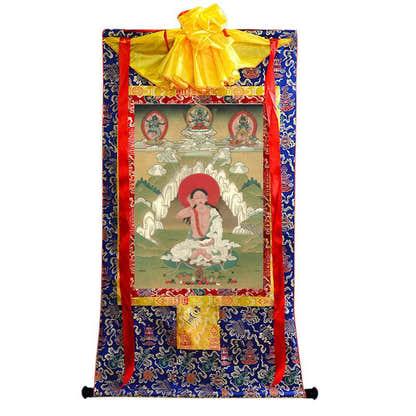 Jetsun Milarepa - Tibetan thangka painting, view 4