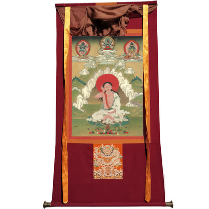 Jetsun Milarepa Thangka - Giclee Printed and Hand Framed Tibetan Art - 120cm height - gandhanra tibetan thangka art