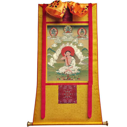 Jetsun Milarepa - Tibetan thangka painting, view 6
