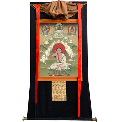 Jetsun Milarepa Thangka - Giclee Printed and Hand Framed Tibetan Art - 120cm height - gandhanra tibetan thangka art