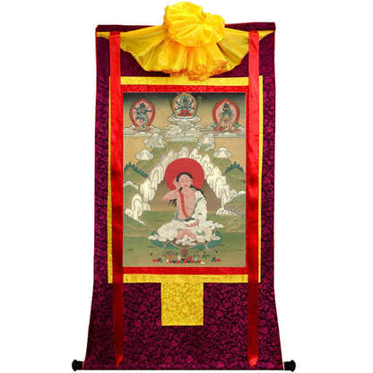 Jetsun Milarepa - Tibetan thangka painting, view 5