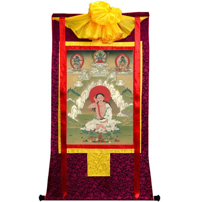 Jetsun Milarepa - Tibetan thangka painting, view 5