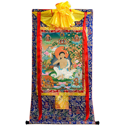 Jetsun Milarepa Thangka - Giclee Printed and Hand Framed Tibetan Art - 120cm height - gandhanra tibetan thangka art